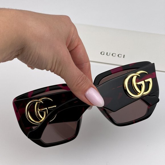 Gucci GG0956S 008 Sunglasses Havana Violet Brown Cat Eye Unisex GG 0956S - Picture 4 of 11